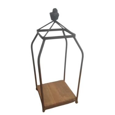 Imagem de Suporte Decorativo Mesa Ferro Marrom Quadrado Cruzado Para Sala Jardim Decoração Só Art's®