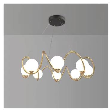 Imagem de Lustre nórdico de LED para decoração de casa, luminária suspensa dourada, sala de estar, corredor, quarto, cozinha, mesa de jantar, iluminação moderna