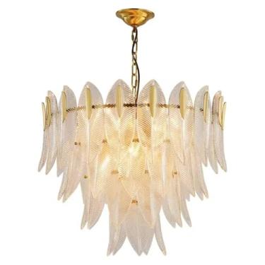 Imagem de Lustre de estilo moderno, sala de estar de luxo, luzes pendentes de led, quarto retrô, sala de jantar, lâmpadas de villa, lâmpada de folha de vidro, lâmpadas de lustre