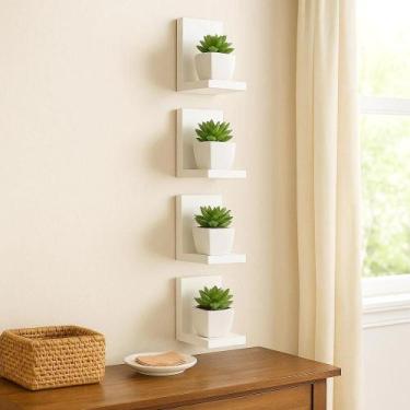 Imagem de 4 Prateleiras kit em L Branca decorativa MDF - Fàbrica de nichos, Bran