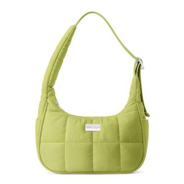 Imagem de TOPDesign Bolsa de ombro acolchoada para mulheres, bolsa Hobo ultraleve, mini bolsa clutch com zíper, alça ajustável, Verde claro, Medium