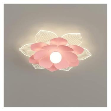 Imagem de Luminárias de teto Modernas de metal em forma de flor Luminárias de teto para quarto infantil Luminária de teto LED regulável Luminária de teto embutida em acrílico com controle remoto para