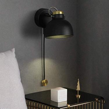 Imagem de Luminária de parede LED para quarto, regulável, feita de metal, com interruptor de toque, luminária de cabeceira, design para leitura, sala de estar, corredor, preta