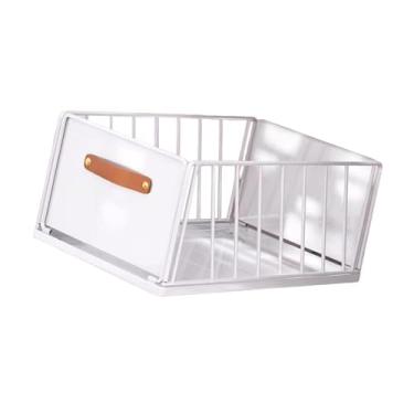 Imagem de Baoblaze Organizador de armário deslizante com gaveta deslizante de aço carbono, cesto de malha portátil para armário, escritório, banheiro e casa, White 30cm