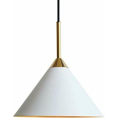 Imagem de WLHAZMWY Luminária suspensa branca simples - Pingente de metal moderno mesa de jantar luminária de teto lustres de LED E27 cabeça única