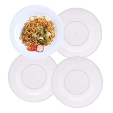 Imagem de Jogo 4 Pratos Sobremesa Melamina Basic Branco Lyor 18cm