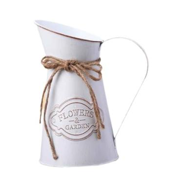 Imagem de Generic Vaso rústico de flores, jarra, vaso chique, boho, antigo, decorativo, para flores artificiais, para mesa de casamento, escritório, peça, Branco