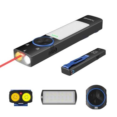 Imagem de TUNENGE Lanterna plana YC8005 EDC recarregável com feixe vermelho, luz amarela e branca e combinação de LED COB, luz de bolso de 2000 lúmens com ímã, lanterna de emergência portátil com quatro fontes