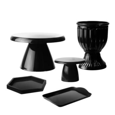 Imagem de Kit Mesa Decorada com Boleira Cogumelo e Acessórios – Vaso, Bandeja e Mini Peças (Preto)