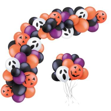 Imagem de Kit Balão Bexiga Halloween Decoração Dia das Bruxas Preto Laranja e Roxo Festa Arco de Baloes Bexigas para Festa Arco de Balões Bolas Balão Bexiga Orgânico - Fácil de Montar