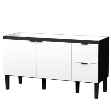 Imagem de Gabinete em Madeira Colibri Branco e Preto para Pias de 1,50 Metro com 2 Portas e 2 Gavetas - P101149 - COZIMAX
