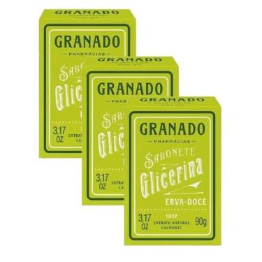 Imagem de kit 3 Sabonete Granado Erva Doce Glicerina Em Barra 90g