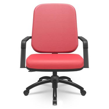 Imagem de Cadeira de Escritório Giratória com Braço Preta Magno P03 Vinil Vermelho - Lyam Decor