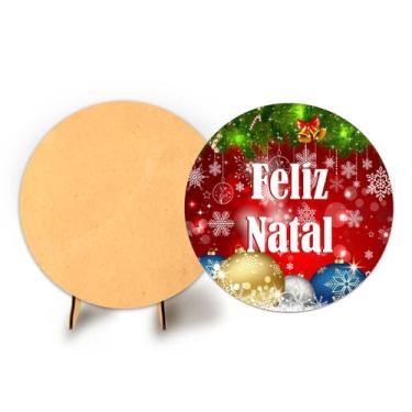 Imagem de Painel Redondo C Elastico 50cm Natal e Suporte MDF - Fadrix, NAT081