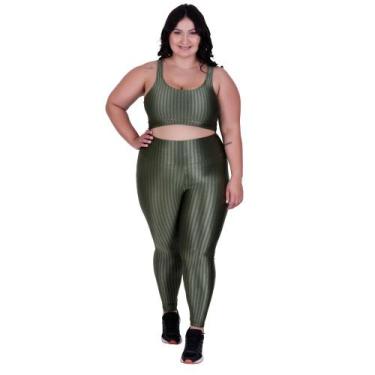 Imagem de Conjunto Fitness Plus Size Cós Alto Top de Academia e Calça Cintura Al