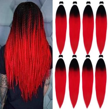 Imagem de Braiding Hair Ai Yuchen Red Ombre pré-esticado, 26 polegadas, pacote c