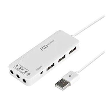 Imagem de PEIYUI Placa de som estéreo externa de hub USB com conector de fone de ouvido e microfone de 3,5 mm para Windows, Mac, Linux, PC, laptops, desktops, computador PS4, USB externo, nova versão