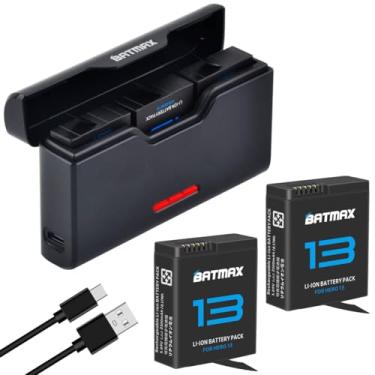 Imagem de Batmax 2 x baterias + LED USB 3 compartimentos carregador de armazenamento com porta tipo C compatível com GoPro 13 Hero Black acessório de bateria para câmera
