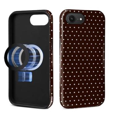 Imagem de MQJCYB Capa magnética para iPhone 16e Design, compatível com MagSafe, capa protetora fina de TPU macio para telefone feminino e meninas para iPhone 16e-Estética de bolinhas marrom