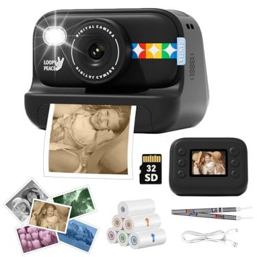 Imagem de Câmera de impressão instantânea para crianças com papel de impressão de 5 cores, foto de 48 MP, vídeo 1080p, 21 molduras divertidas, cartão de 32 GB, aniversário para meninas e meninos de 3, 4, 5, 6