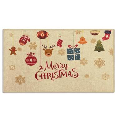 Imagem de Arttown Tapete de porta de Natal ao ar livre, desenho animado engraçado interior tapete de porta de inverno Natal Happy Holidays capacho entrada antiderrapante absorvente resistente à sujeira tapete