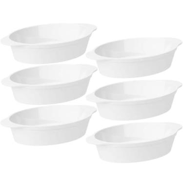 Imagem de Jogo 6 Saladeiras Travessas para Servir Plástico Oval 550ml Branco Coza Uno Cozinha Porções Petiscos