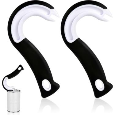 Imagem de 2 abridores de latas com abas fáceis de abrir, abridor de latas em forma de J, extrator pop top para latas, abas, ferramentas abertas, ajudante para latas de cerveja e refrigerante, garrafas que não