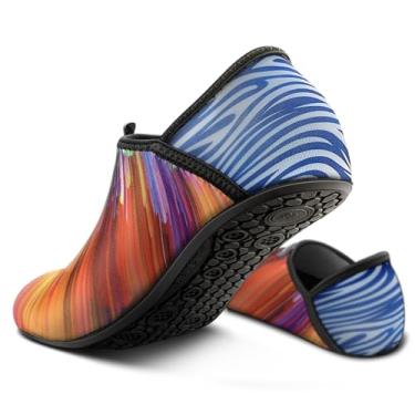 Imagem de Sapatos aquáticos femininos, masculinos, meias descalços sem cadarço, praia, ioga, exercício, secagem rápida, Multicolor6814, 8.5 Women/6.5 Men