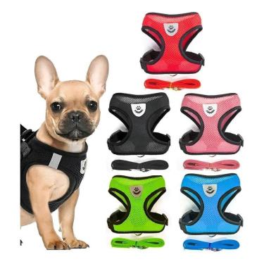 Imagem de Coleira Peitoral Cachorros Cães E Gatos Filhote Shit Azul -