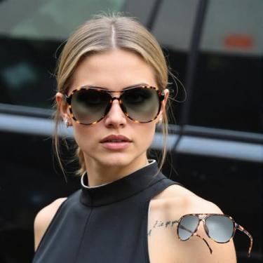 Imagem de Óculos de sol aviador polarizados modernos para mulheres e homens – Óculos de design retrô com ajuste confortável, Marrom escuro, F