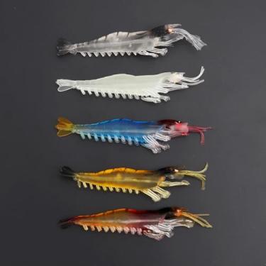 Imagem de 5 iscas artificiais macias, iscas artificiais de simulação de camarão macio, iscas de pesca simuladas de camarão