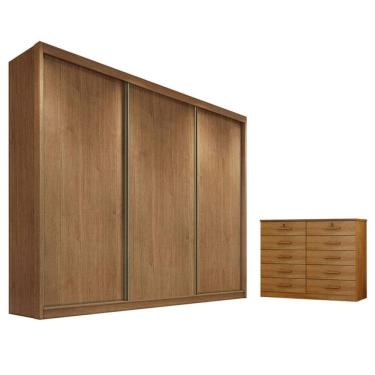 Imagem de Guarda Roupa Casal Medelim e Gaveteiro Milão com Chave Cumaru 23 - Novo Horizonte