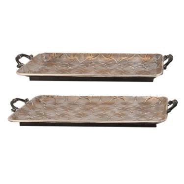 Imagem de Conjunto 2 Bandejas Decorativas em Metal Cobre CR0136 BTC