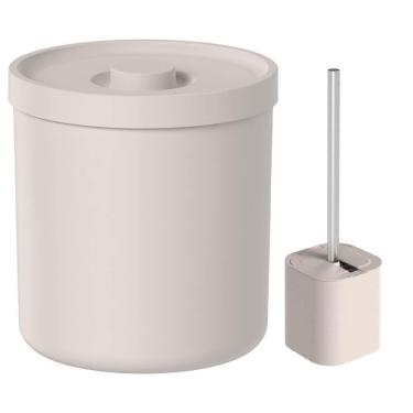 Imagem de Lixeira Para Banheiro 6L E Escova Sanitária Bege - Ou