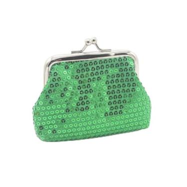 Imagem de Bolsa de batom clutch clássica bolsa de armazenamento pequena bolsa elegante porta-cartões de lantejoulas bolsa de moedas feminina (verde)