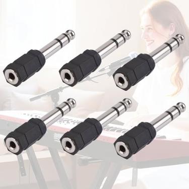 Imagem de Adaptador de áudio macho de 6,35 mm para fêmea de 3,5 mm, 1/10.2 cm a 1/20.3 cm, conversor de fone de ouvido estéreo para amplificador de guitarra, mixer, cabo auxiliar, alto-falante preto - pacote