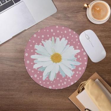 Imagem de Mouse pad floral de margarida rosa, lindo mousepad floral para mesa, escritório, dormitório, computadores, laptop, acessórios, 19 x 19 cm