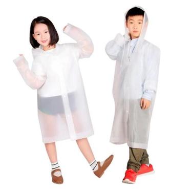 Imagem de Capa de chuva de eva branca com capuz infantil 85cm - Imporiente