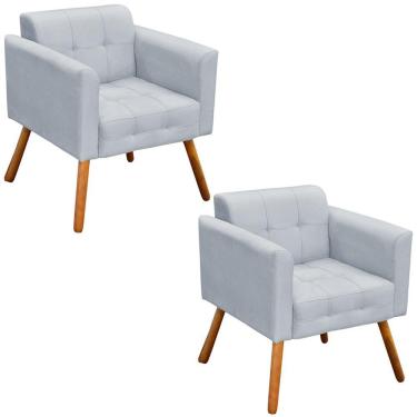 Imagem de Kit 2 Poltronas Decorativas Pés Palito Karen Suede Cinza