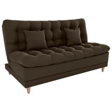 Imagem de Sofa Cama 2 Lugares 185 Cm Duda Veludo Maserati Milani Store Marrom - 