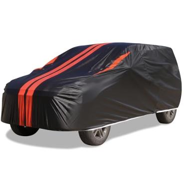 Imagem de WMCHEYI Capas de carro para automóveis, capa de carro de 6 camadas à prova d'água para todos os climas, capa de carro ao ar livre sol UV chuva neve proteção contra vento, cobertura externa completa