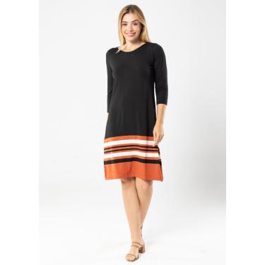 Imagem de Vestido 3/4 Pau a Pique Listrado Preto