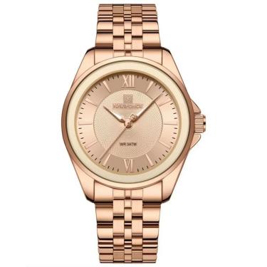 Imagem de Relógio Redondo Feminino Design Simples Em Aço Inoxidável 3atm Rosa