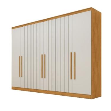 Imagem de Guarda Roupa Oxford 6 Portas 4 Ripadas 4 Gavetas 100% Mdf Peroba-off White