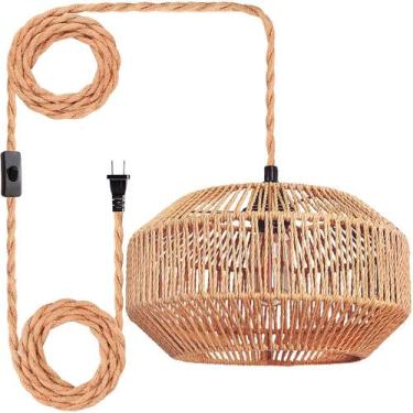 Imagem de Candeeiros suspensos Maliralt Rattan Pendant Light 5m Cord Bedroom