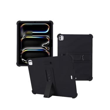Imagem de Capa para iPad Pro (M5) Tablet 11 polegadas 2025 nova, capa protetora de borracha leve à prova de choque, suporte ajustável de silicone macio adequado para crianças para iPad Pro M5/M4, preta