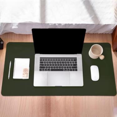 Imagem de Tapete de mesa de couro antiderrapante, à prova d'água, para laptop, computador, mesa, mouse pad grande para escritório, trabalho, casa, decoração (verde escuro, 70 x 30 cm)