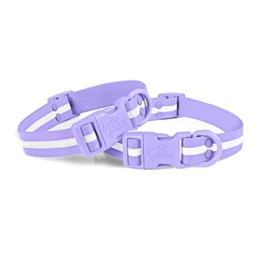 Imagem de lynxking Coleira refletiva impermeável ajustável durável para cães pequenos, médios e grandes, material de PVC de fácil limpeza, pacote com 2