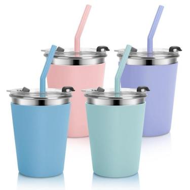 Imagem de Copos infantis de aço inoxidável Vermida, 300 ml, à prova de vazamento