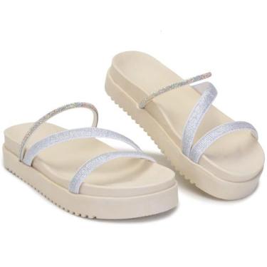 Imagem de Papete Confort Feminina  Strass - JFSTORE, Branco, 40